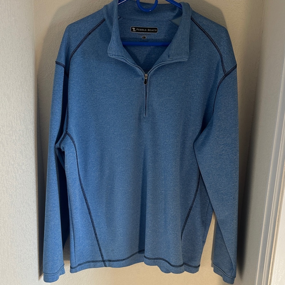 Pebble Beach Men's Blue Zip-Up Sweater